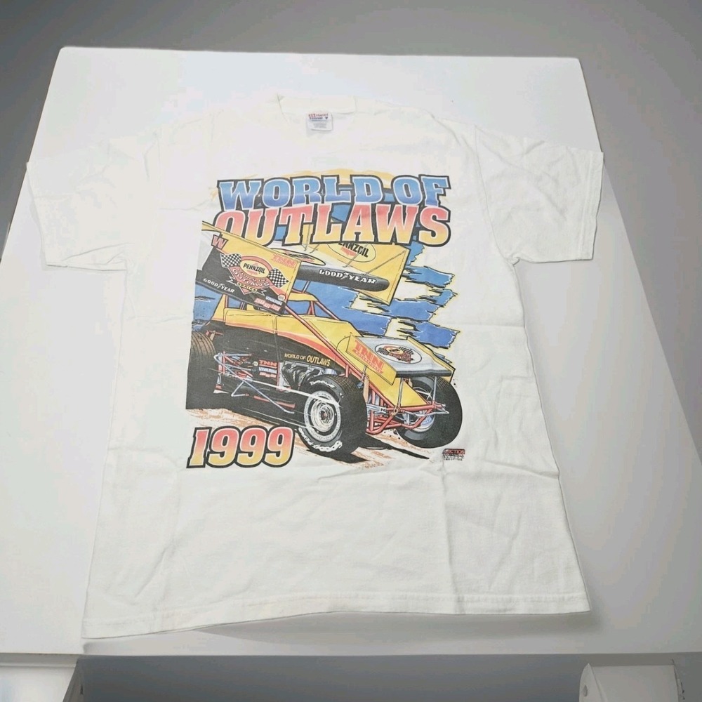 Vintage 1999 Pennzoil World Of Outlaws Sprint Cars T-Shirt Size L Signatures